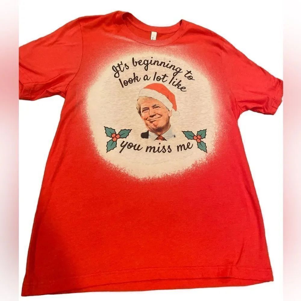 Trump Christmas Miss me Short Sleeve T Shirt Size XL Tie Dye Red Tee